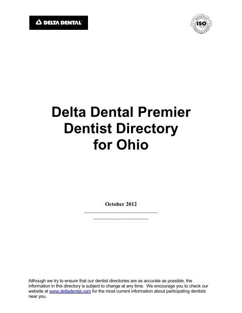 Delta Dental Premier Dentist Directory for Ohio - May Insurance ...