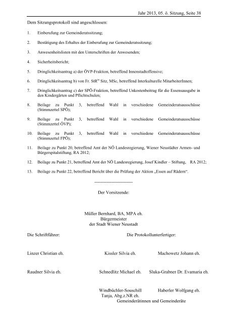 Sitzungsprotokoll - Stadtgemeinde Wiener Neustadt