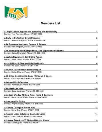 Members List - Local Trade Partners