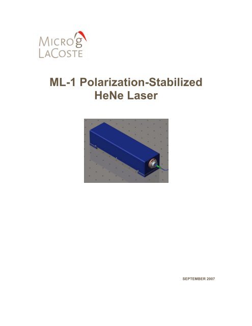 ML-1 Polarization-Stabilized HeNe Laser - Micro-g LaCoste Gravity ...