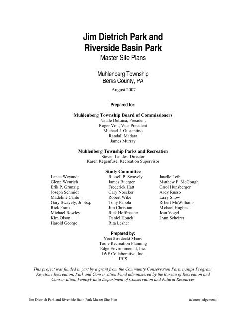 Jim Dietrich Park & Riverside Basin Park Master Site ... - Berks County