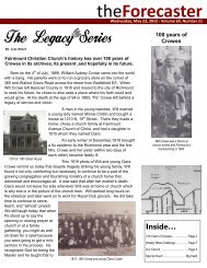 Cover Story - Fairmount's Legacy - Fairmount Christian Church