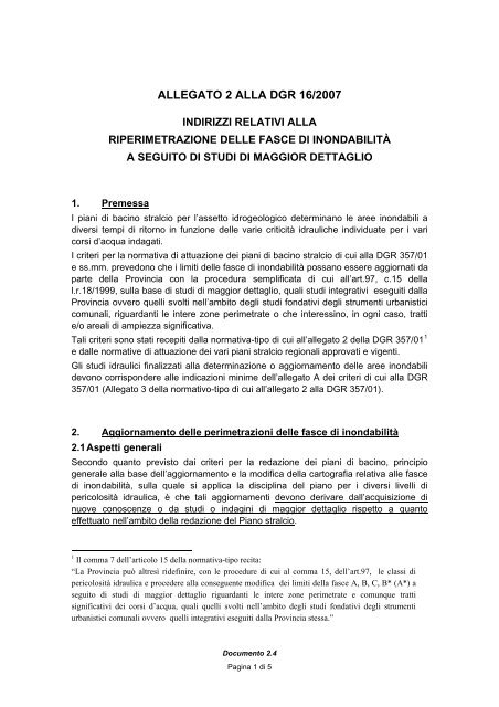 raccolta dei criteri ed indirizzi dell'autoritÃ  di bacino regionale in ...