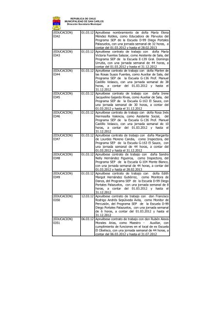 DECRETOS DE REGISTRO AÃO 2012 - Municipalidad de San Carlos