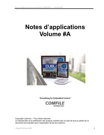 Notes d'applications #A pour modules "CUBLOC" - Lextronic