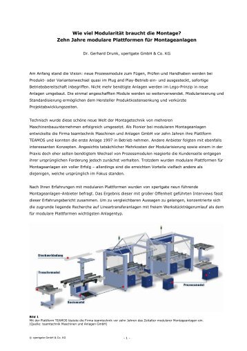 Wie viel Modularität braucht die Montage? - Xpertgate GmbH & Co. KG