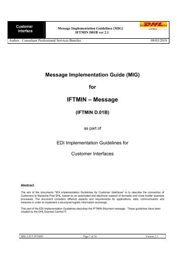 IFTMIN â Message - DHL