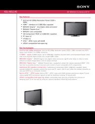 KDL-40SL140 - Manuals, Specs & Warranty - Sony