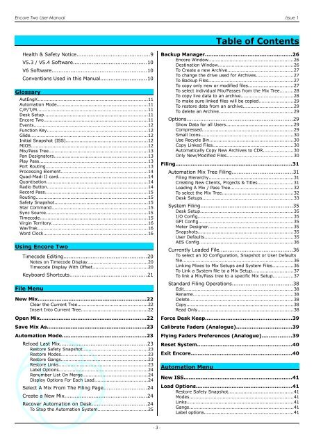 Encore Two User Manual - AMS Neve