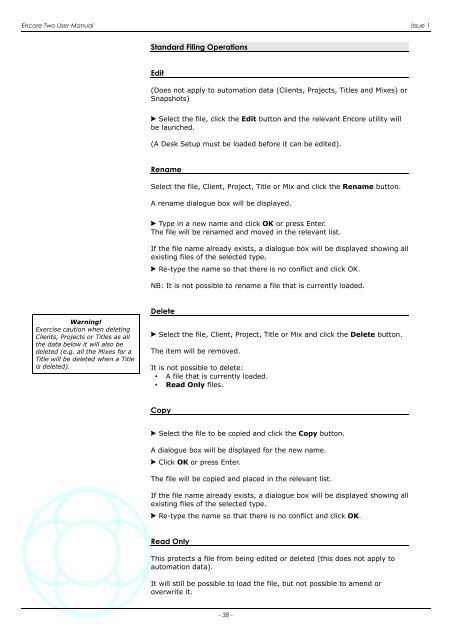 Encore Two User Manual - AMS Neve