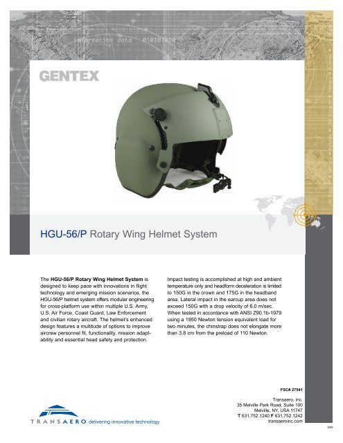 HGU-56/P Rotary Wing Helmet System - Transaero Inc.