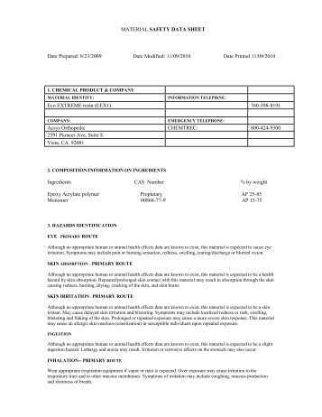 Eco Extreme Resin MSDS - OPC Health