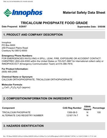 TRICALCIUM PHOSPHATE FOOD GRADE - Innophos