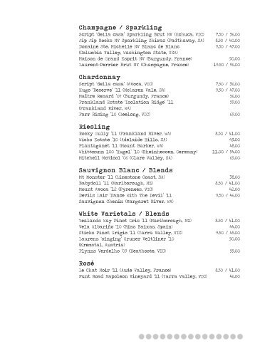 Download Beverages Menu. - Script Bar & Bistro