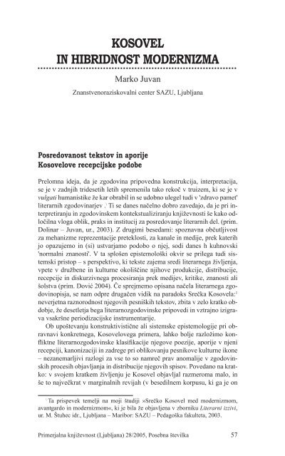 razprave (pdf) - Društvo za primerjalno književnost - ZRC SAZU