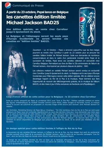 les canettes édition limitée Michael Jackson BAD25 - Prezly