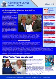 Weekly Newsletter 20 June 2012 - Collingwood College