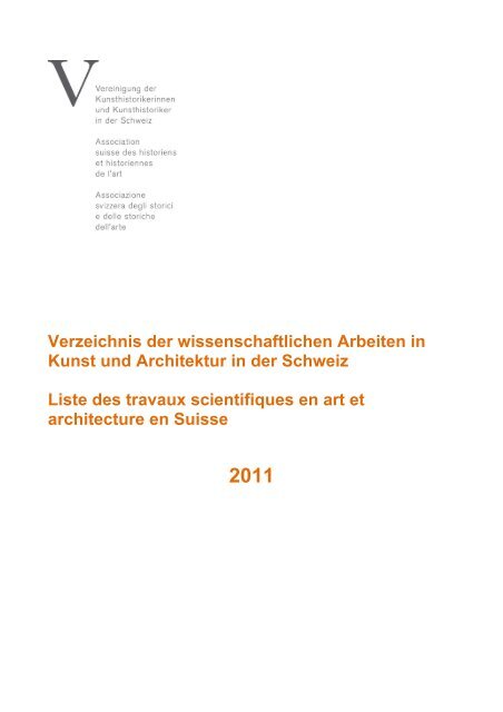 Verzeichnis der wissenschaftlichen Arbeiten in Kunst - Association ...