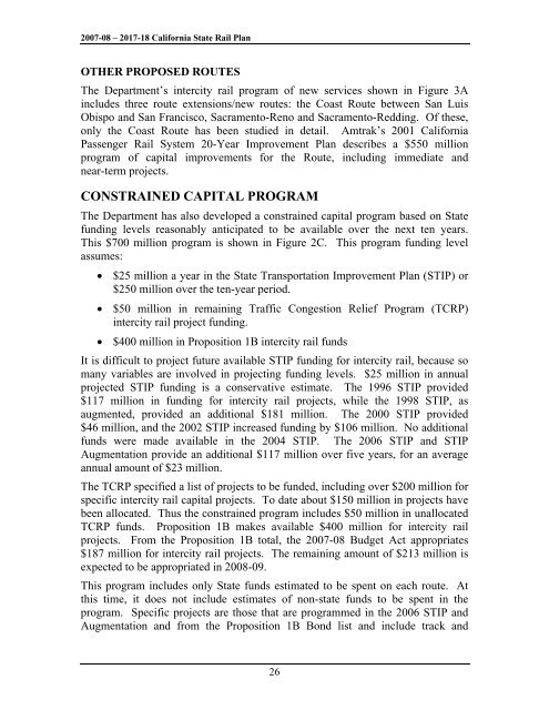 California State Rail Plan 2007-08 to 2017-18