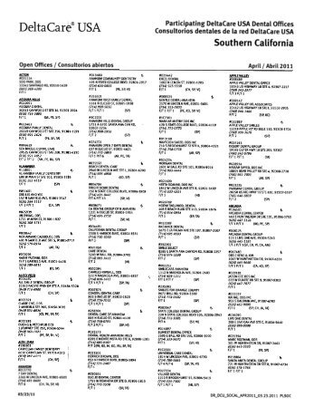 Participating DeltaCare USA Dental Offices Consultorios dentales ...