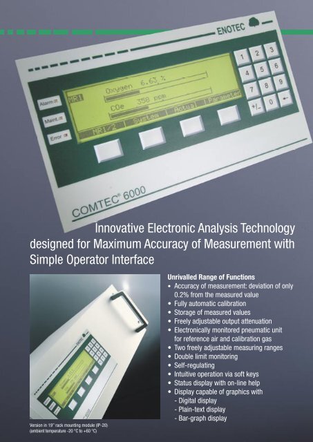 COMTEC 6000 O2 / COe InSitu Analyser Systems