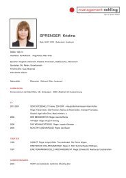 Lebenslauf Kristina SPRENGER - Management Rehling