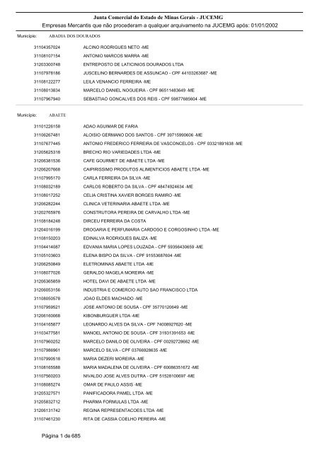 Junta Comercial do Estado de Minas Gerais - JUCEMG Empresas ...