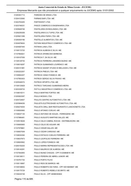 Junta Comercial do Estado de Minas Gerais - JUCEMG Empresas ...