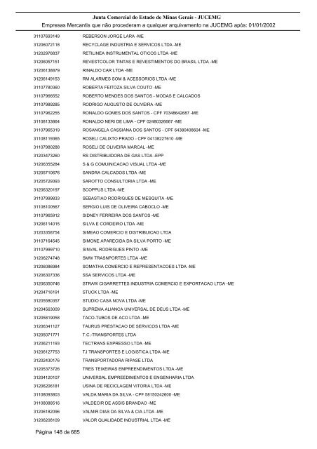 Junta Comercial do Estado de Minas Gerais - JUCEMG Empresas ...