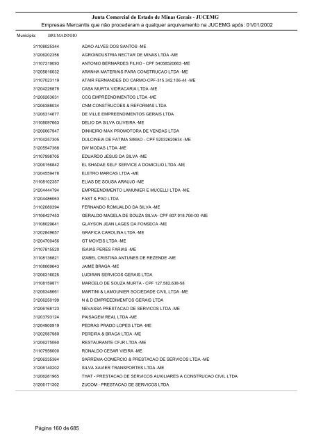 Junta Comercial do Estado de Minas Gerais - JUCEMG Empresas ...