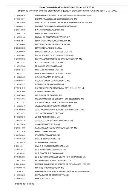 Junta Comercial do Estado de Minas Gerais - JUCEMG Empresas ...