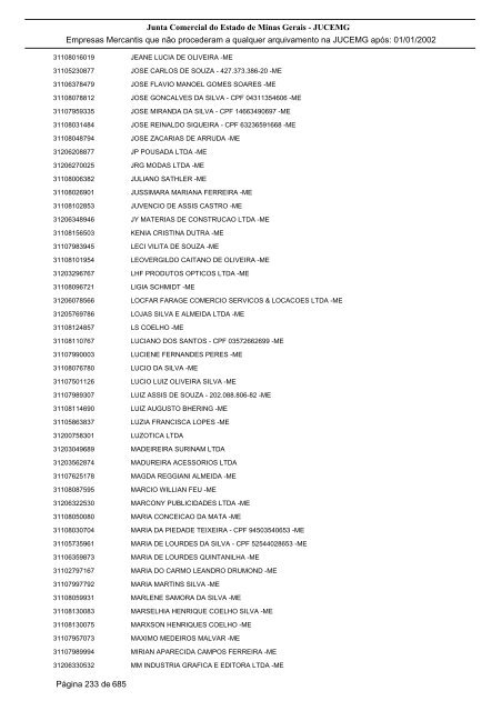 Junta Comercial do Estado de Minas Gerais - JUCEMG Empresas ...