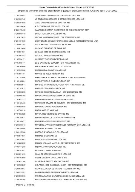 Junta Comercial do Estado de Minas Gerais - JUCEMG Empresas ...