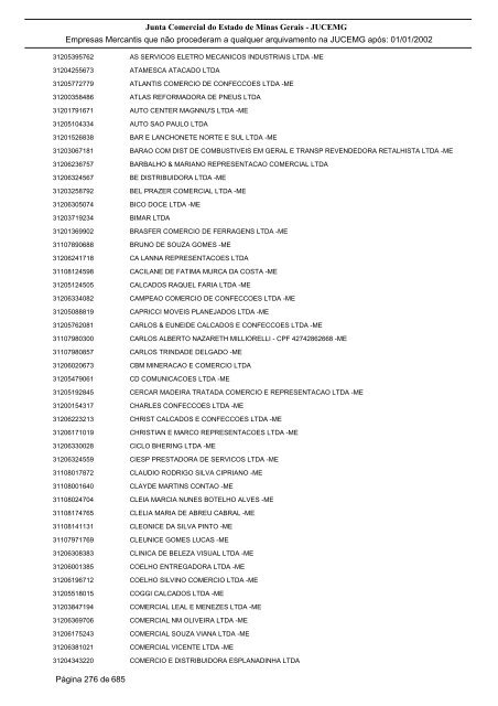 Junta Comercial do Estado de Minas Gerais - JUCEMG Empresas ...