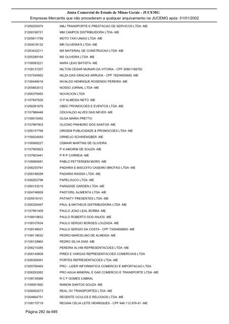 Junta Comercial do Estado de Minas Gerais - JUCEMG Empresas ...