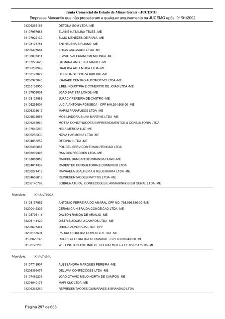 Junta Comercial do Estado de Minas Gerais - JUCEMG Empresas ...