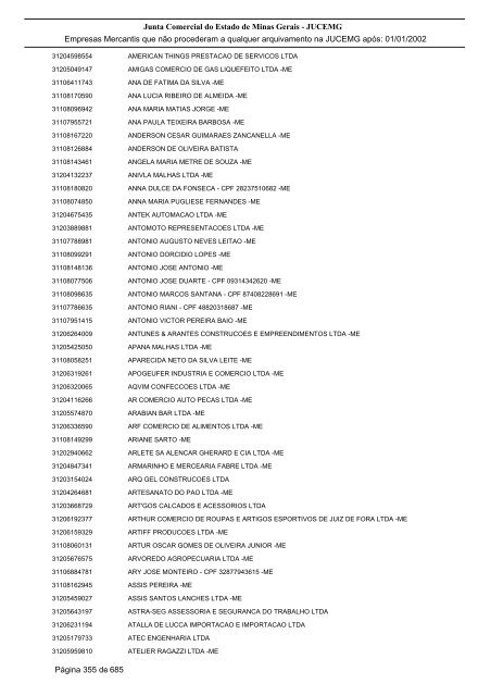 Junta Comercial do Estado de Minas Gerais - JUCEMG Empresas ...