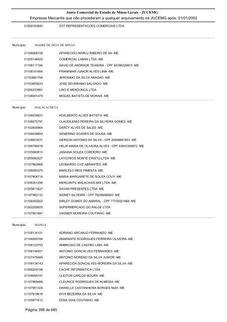 Junta Comercial do Estado de Minas Gerais - JUCEMG Empresas ...