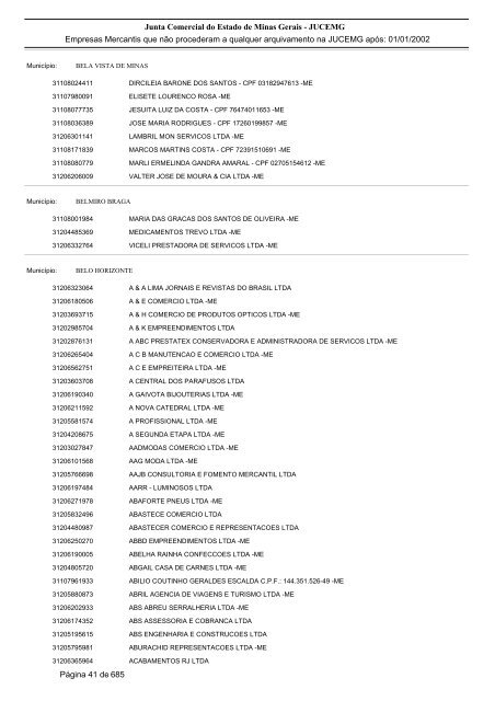 Junta Comercial do Estado de Minas Gerais - JUCEMG Empresas ...