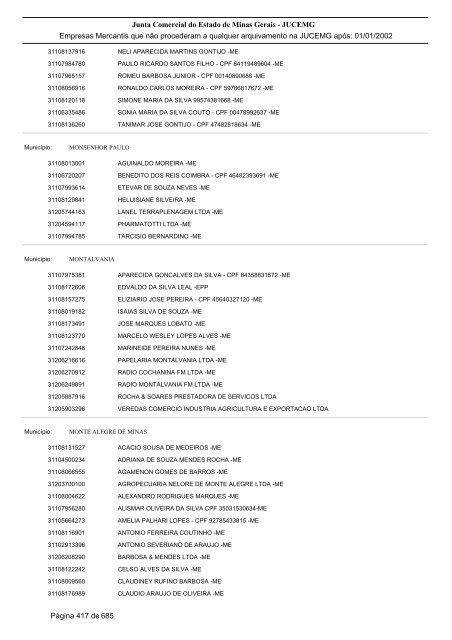 Junta Comercial do Estado de Minas Gerais - JUCEMG Empresas ...