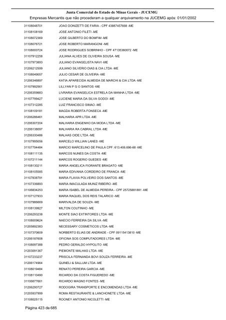 Junta Comercial do Estado de Minas Gerais - JUCEMG Empresas ...