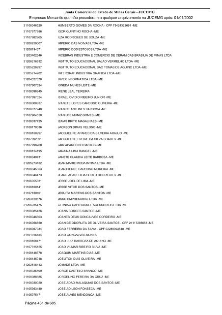 Junta Comercial do Estado de Minas Gerais - JUCEMG Empresas ...