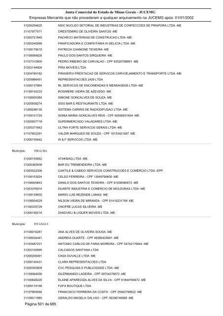 Junta Comercial do Estado de Minas Gerais - JUCEMG Empresas ...