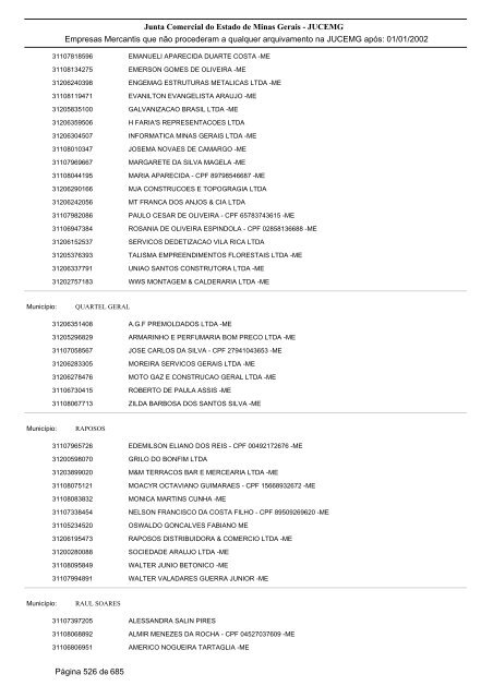 Junta Comercial do Estado de Minas Gerais - JUCEMG Empresas ...