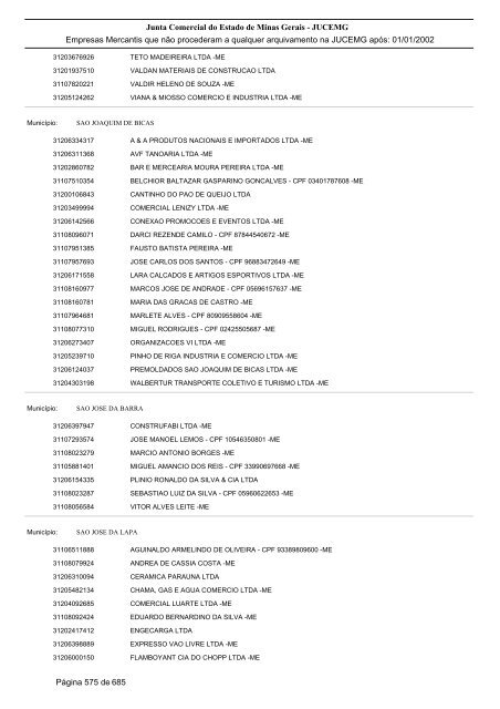 Junta Comercial do Estado de Minas Gerais - JUCEMG Empresas ...