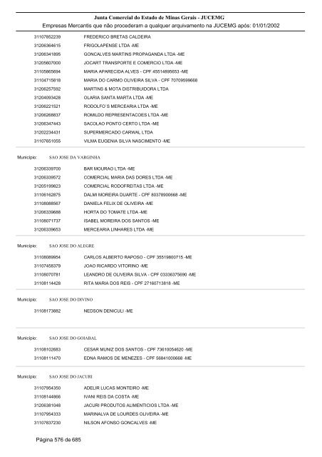 Junta Comercial do Estado de Minas Gerais - JUCEMG Empresas ...