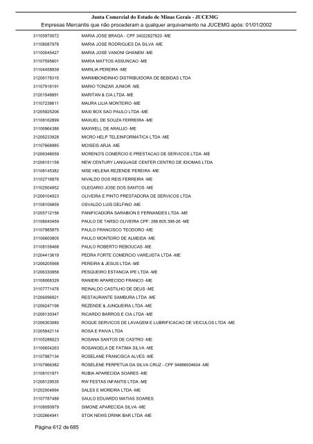 Junta Comercial do Estado de Minas Gerais - JUCEMG Empresas ...