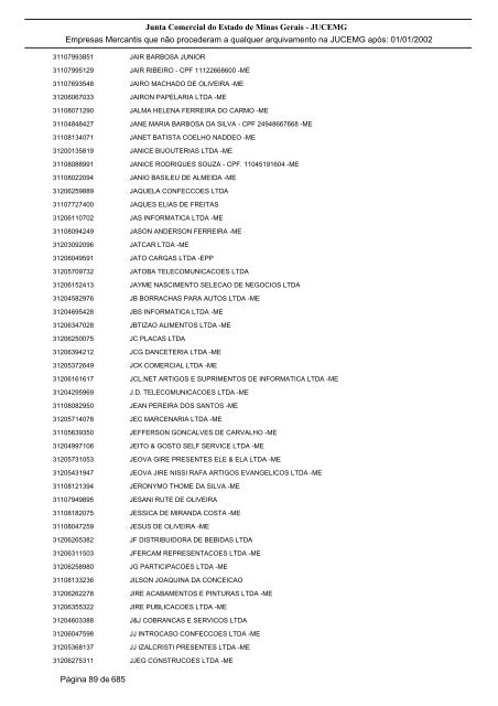 Junta Comercial do Estado de Minas Gerais - JUCEMG Empresas ...