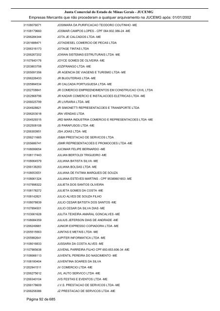 Junta Comercial do Estado de Minas Gerais - JUCEMG Empresas ...