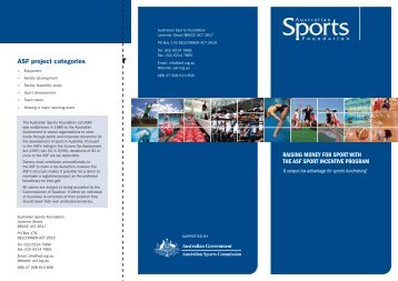 Raising Money for Sport Brochure - Australian Sports Foundation